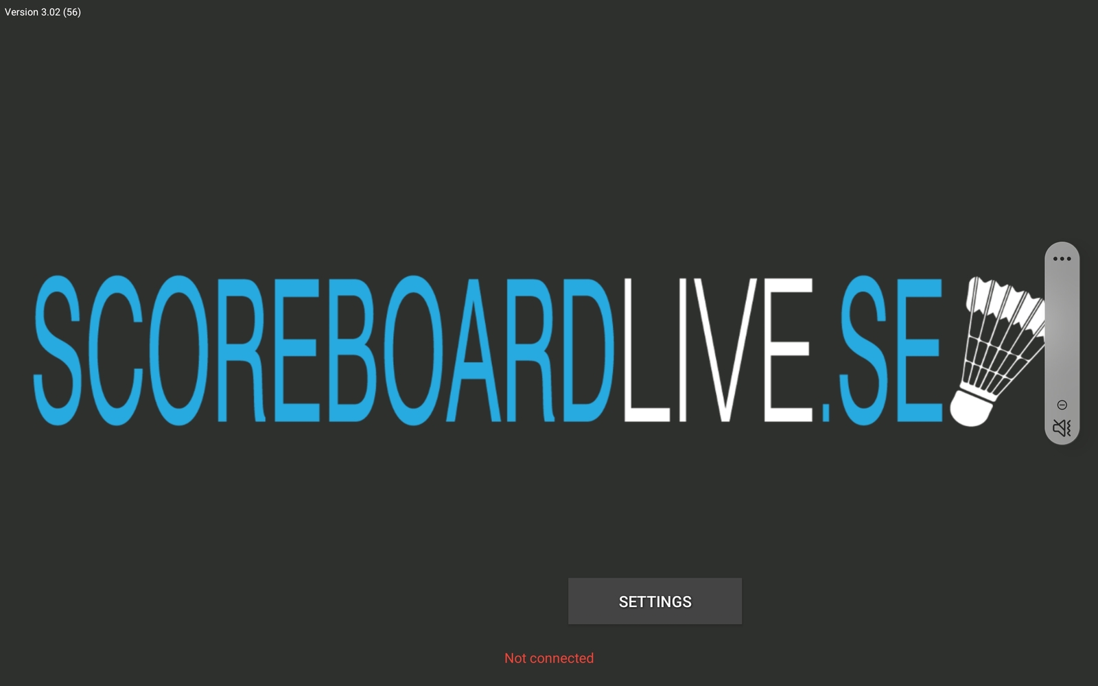 Image of the app start screen with the label Not connected